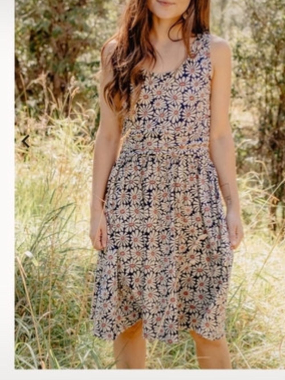 Mata Traders Black Floral Midi Skirt with Cream Daisy Print